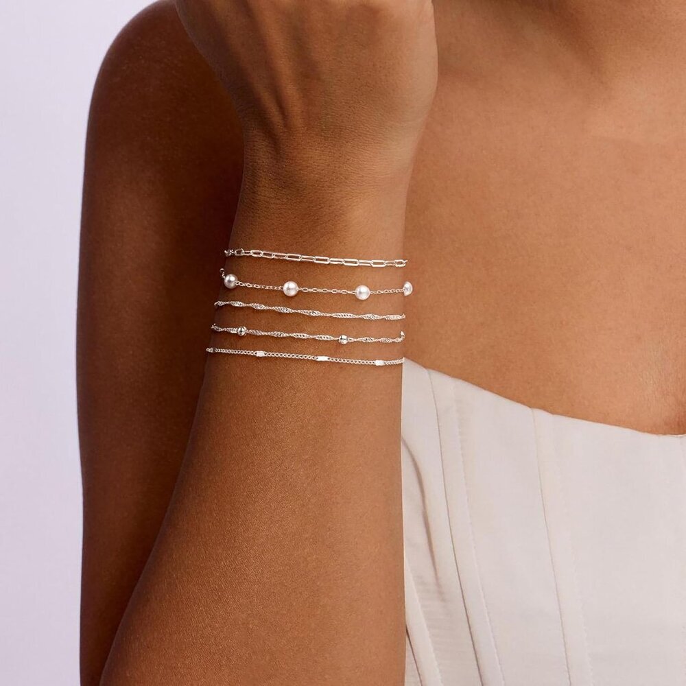 Gold Bracelets For Women, 14k Dainty Gold Plated Stackable Bracelets For Women T View 3